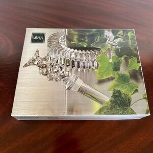 Mikasa Crystal Grape Wine Stopper & Wine Bottle Coaster Set In Box Vintage
